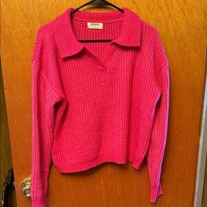 NWOT Zenana Vibrant Pink V-Neck Sweater
